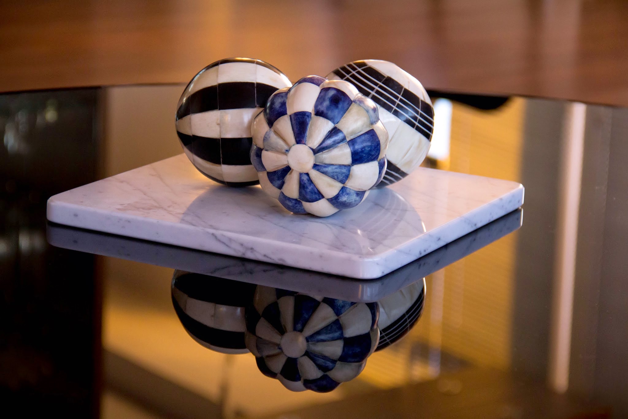 Tray and decorative stone object